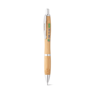NICOLE. Bamboo ball pen with clip and metal trim